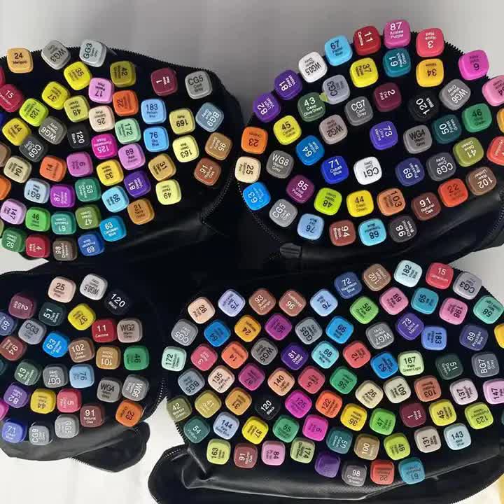 Professional Dual-Tip Marker Set - 48 Colors with Color-Coded Caps for Easy Identification