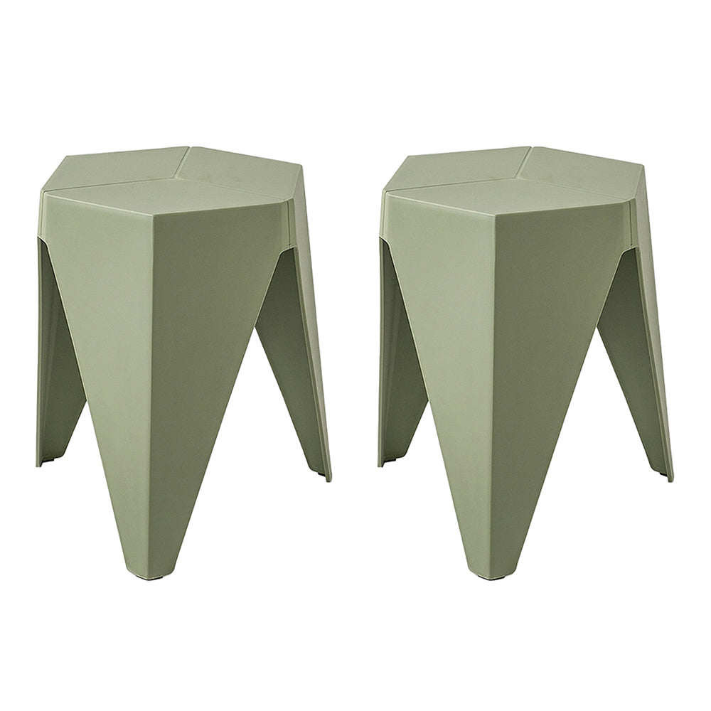 ArtissIn 2x Bar Stools Puzzle Plastic Foot Stool Green