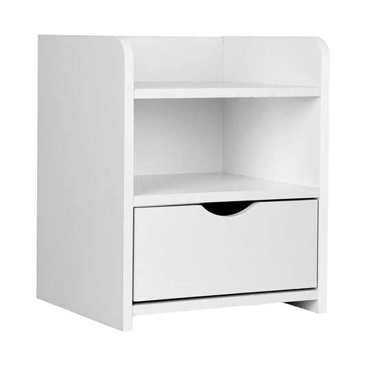 Artiss Bedside Table 1 Drawer with Shelf - FARA White