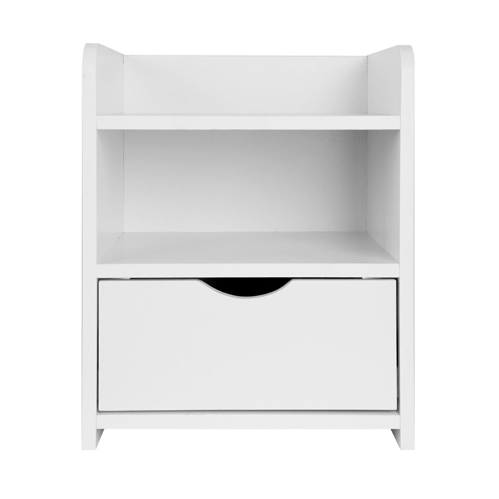 Artiss Bedside Table 1 Drawer with Shelf - FARA White