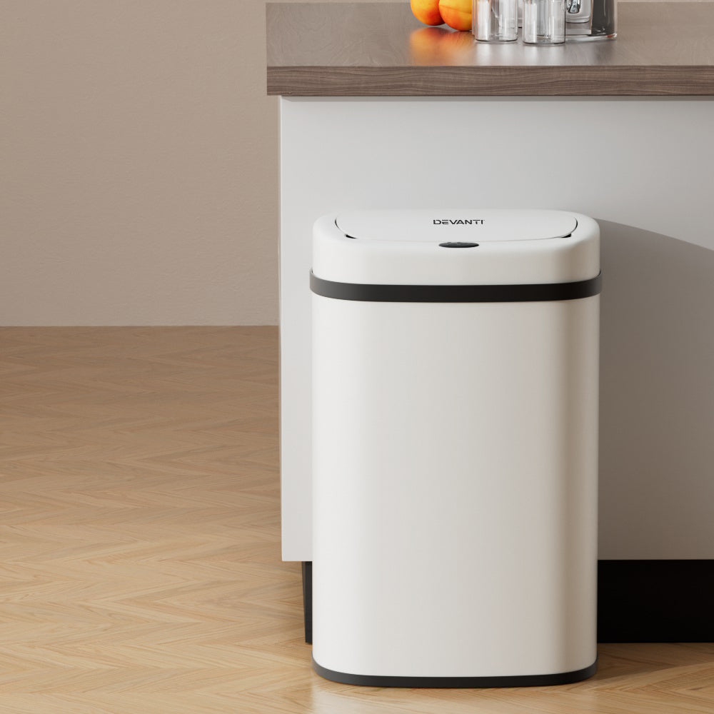 Devanti 50L Sensor Bin Motion Rubbish Automatic White