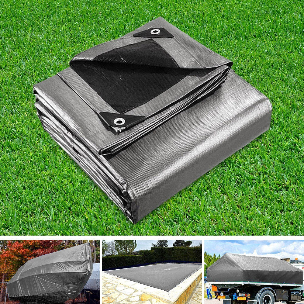 Instahut Tarp Tarpaulin 3.6x7.3m Canvas Camping Heavy Duty Sun Cover