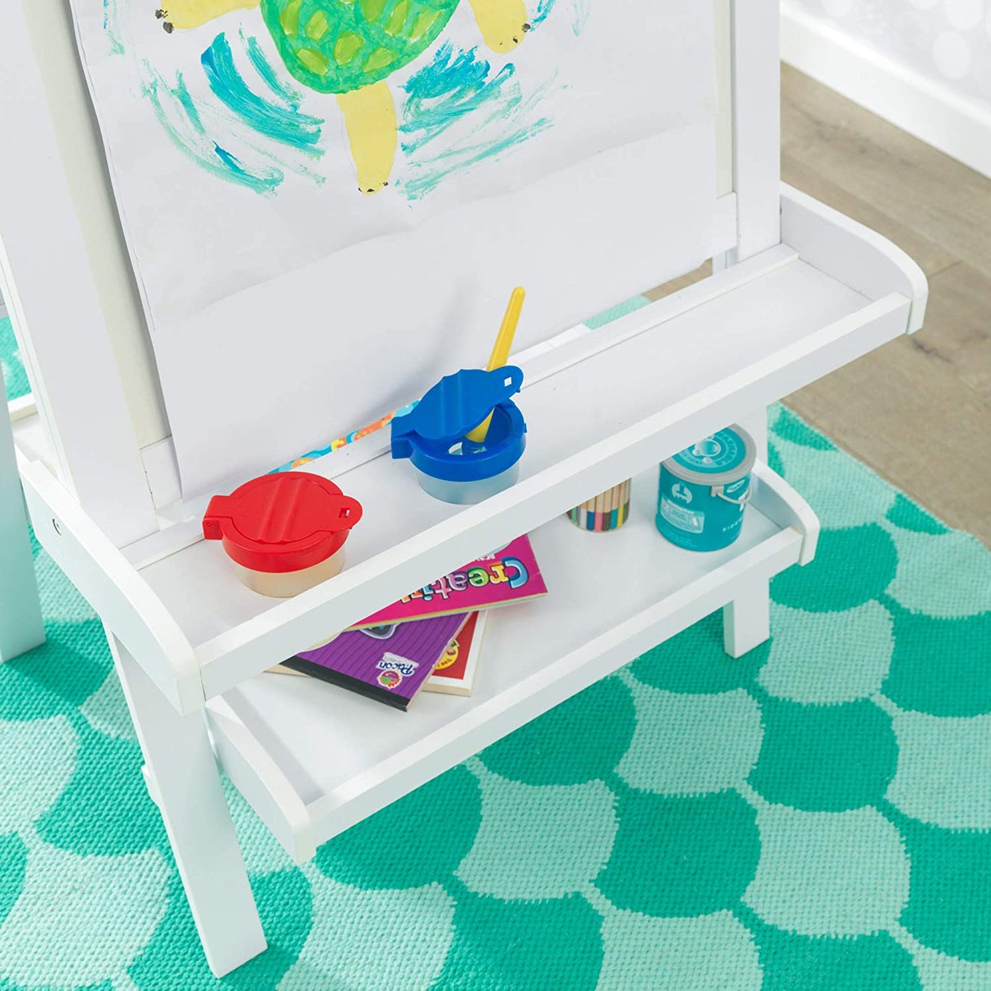 White Deluxe Wood Easel set for kids