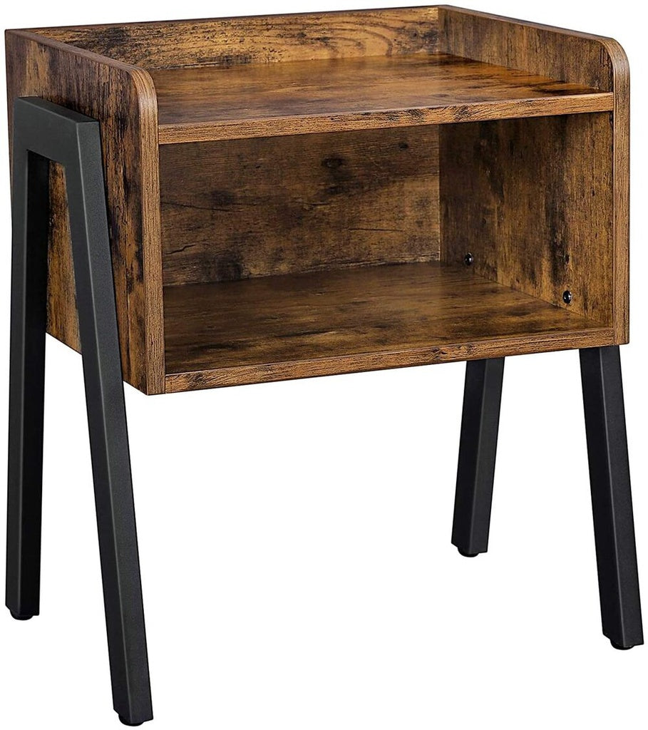 VASAGLE Side Table Rustic Brown and Black