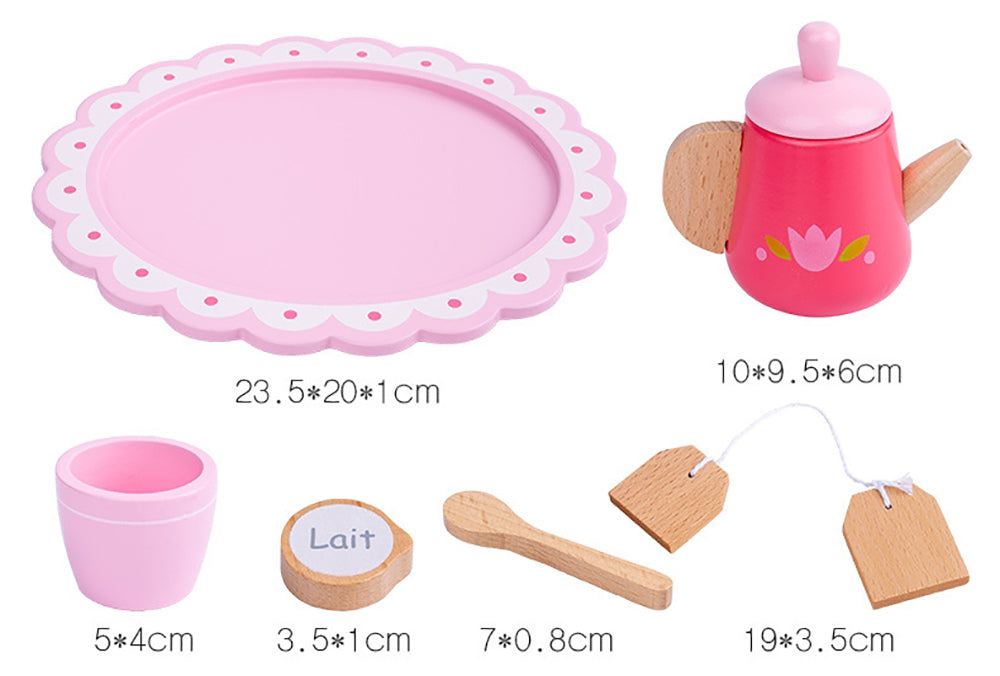 Kids Wooden Kitchen Tea Set Pretend Play