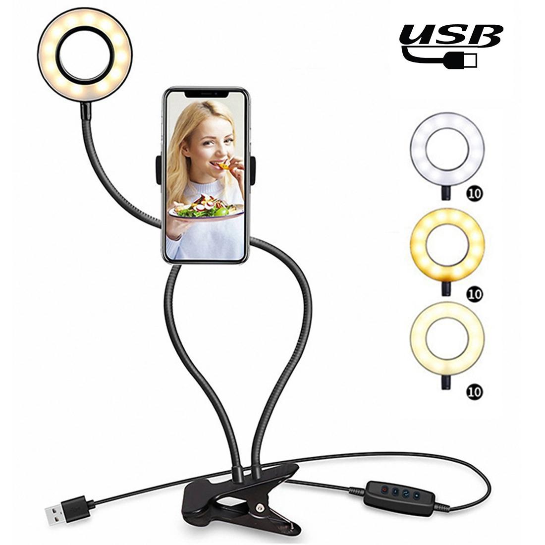 Selfie Ring Light With Phone Holder And Lazy Bracket - Perfect For Live Streaming And Broadcasts