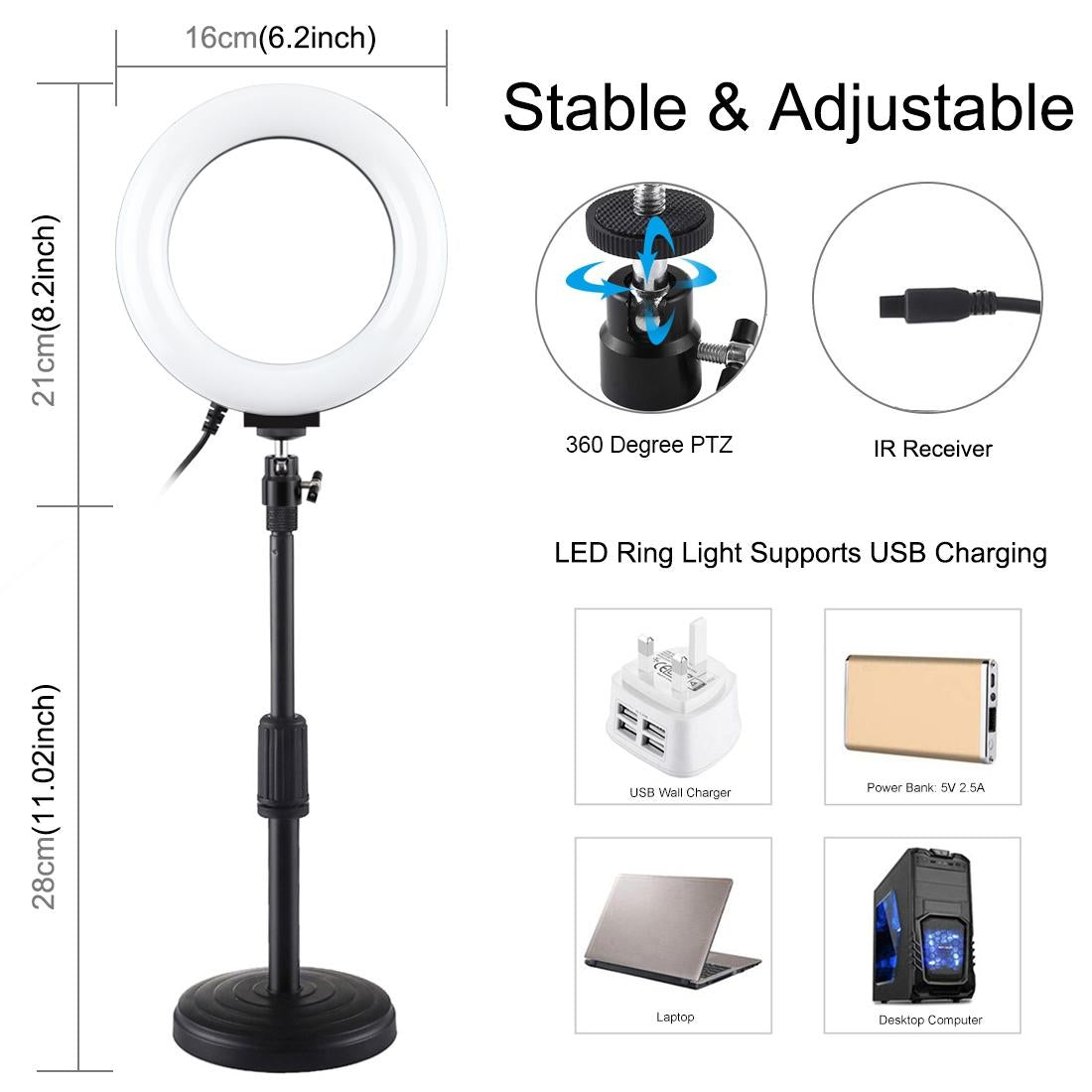 6.2 Rgbw Led Ring Light With Remote And Tripod