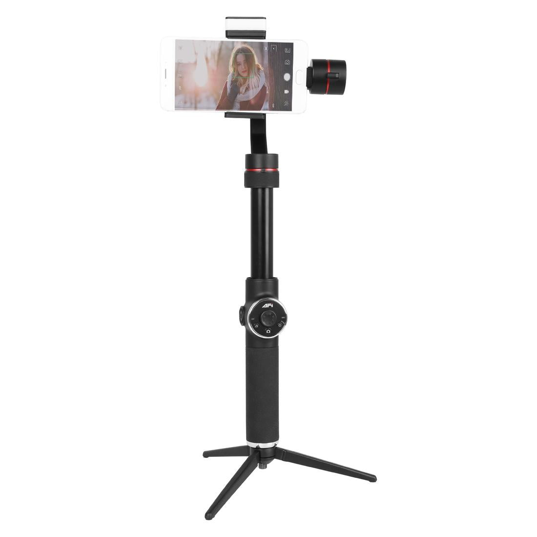 3-Axis Gimbal Stabilizer With Tripod Mount & Fill Light For Smartphones - Black