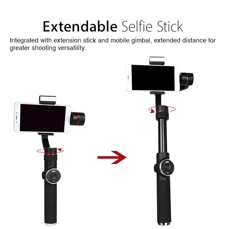 3-Axis Gimbal Stabilizer With Tripod Mount & Fill Light For Smartphones - Black