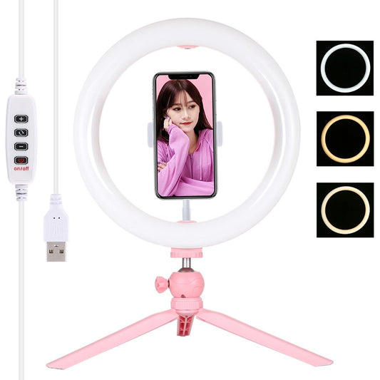 10.2 Led Ring Light With Tripod And Phone Clamp - 3 Modes Dual Colour Temperature Dimmable