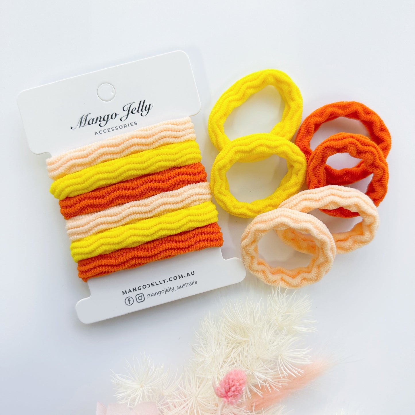 MANGO JELLY Metal Free Textured Hair ties 4cm (Thick) - Autumn-Twin Pack