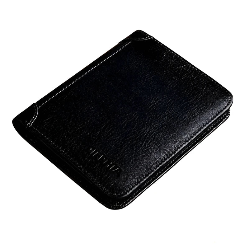 NNEOBA Genuine Leather Retro Business Wallet - Short Card Holder & Coin Purse