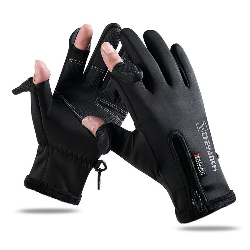 Convertible Fingerless Winter Gloves | Waterproof, Windproof Thermal Gloves with Touchscreen Compatibility Q808  L size Black