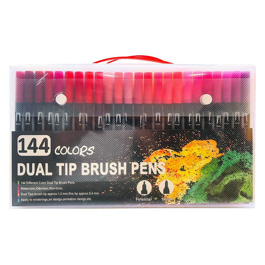 144-Color Dual-Head Brush and Fine Tip Marker Set - Vibrant Colors for Art and Craft Projects