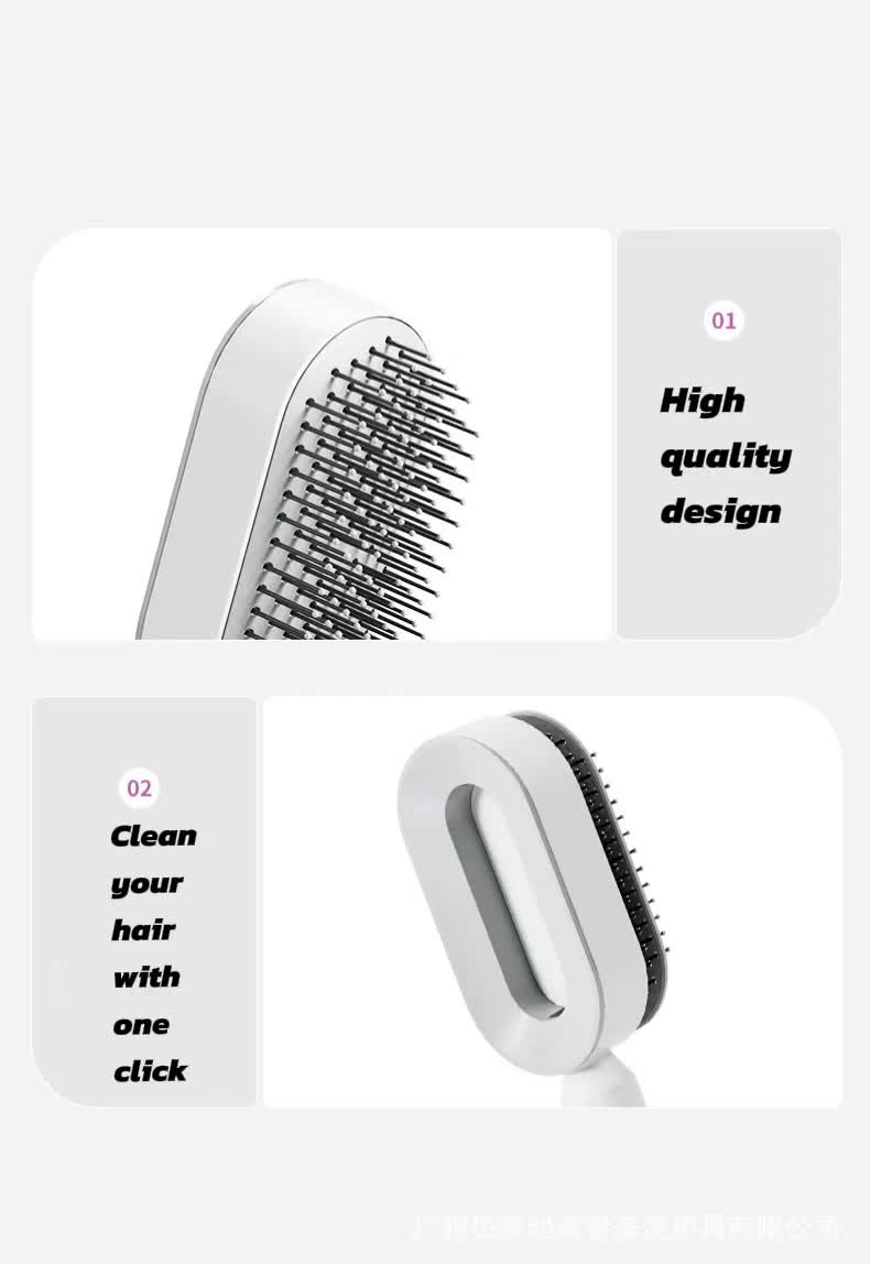 Self-Cleaning Hair Brush with One-Click Release | Massage Cushion Design, Anti-Frizz and Detangling Brush