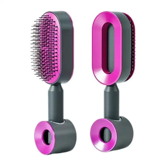 Self-Cleaning Hair Brush with One-Click Release | Massage Cushion Design, Anti-Frizz and Detangling Brush (purple)