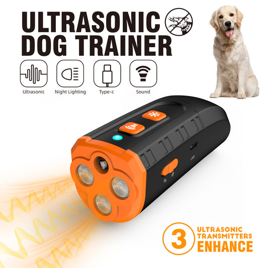 Ultrasonic Dog Trainer Device | Handheld Pet Training Tool with Night Light & Type-C Charging 3.7V