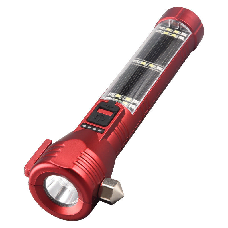 Multi-Functional Safety Flashlight– Rechargeable Waterproof Emergency Torch with USB Charging, High-Lumen for Outdoor and Survival Use (Red)